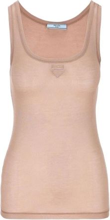 Prada Sleeveless Logo Top - Dames - Tops zonder mouwen - Beige - M - Tops