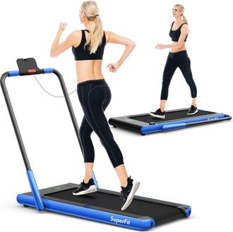 Costway 2 En 1 Cinta De Correr Plegable, Cinta De Correr 1-12.0km/h Con App Y Mando A Distancia, Soporte Para Tel&eacute;fono, Pantalla Led Y Altavoz, M&aacute;quina De Cor