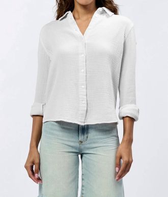 Dear John Denim Gaia Gauze Button Down Shirt In White