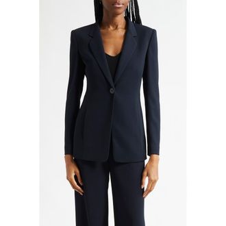 Emporio Armani Textured One-Button Blazer in Navy Blue at Nordstrom, Size 4 Us