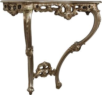 Biscottini International Biscottini - wooden console table in antique silver leaf finish made in italy