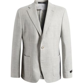 Vince Icon Relaxed Fit Grey & Tan Glen Check Wool & Linen Sport Coat in Light Grey/White at Nordstrom, Size 42 Regular