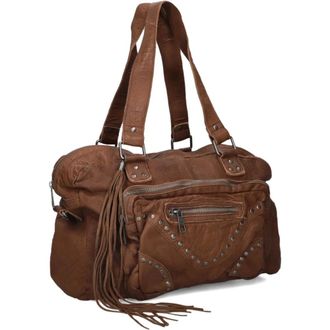 N&uacute;noo Tassen, Dames, Bruin, ONE Size, Wol, Rivet Schoudertas