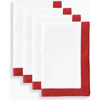 Solino Home Linen Dinner Napkins - Classic, 20 x 20 in Red And White at Nordstrom, Size Large