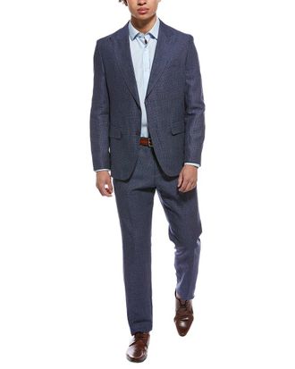HUGO BOSS 2pc Linen & Wool-Blend Suit with Flat Front Pant