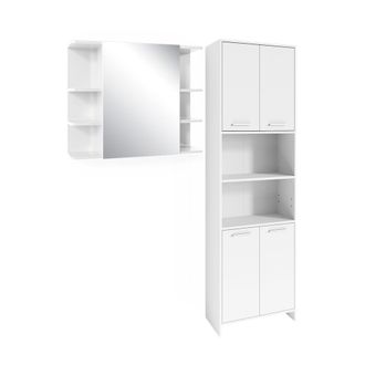 Vicco Conjunto De Muebles De Ba&ntilde;o Maris, Blanco, 2 Piezas, Con Mueble Alto Y Mueble Con Espejo De Ba&ntilde;o