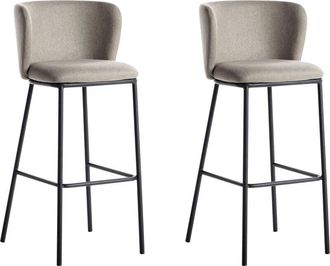 Beliani Set of 2 Bar Chairs MINA Taupe