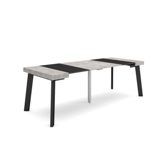Skraut Home Mesa Consola Extensible, Mesa Comedor Plegable, 220, Para 10 Comensales, Patas De Madera, Estilo Moderno, Gris Cemento - Skraut Home