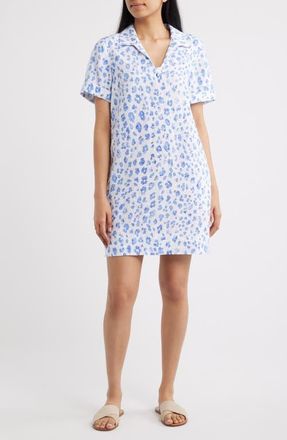 Tommy Bahama Leopard Print Shirtdress in Grape Pools at Nordstrom, Size X-Large