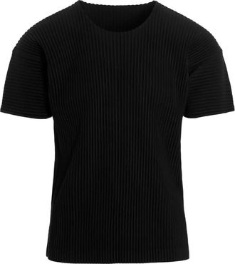 Homme Pliss&eacute; Issey Miyake Geplooid T-shirt - Zwart