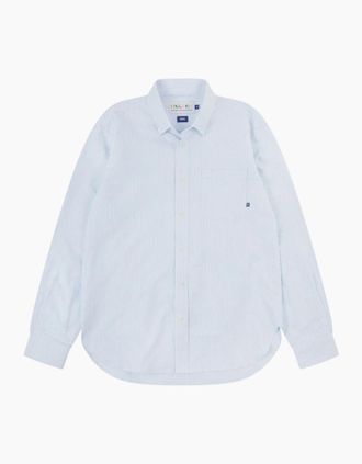 Uskees Mens Uskees 6013 Long-Sleeve Oxford shirt Baby Blue Pinstripe - Size: 42/Regular