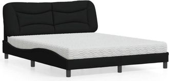 vidaXL Vidaxl - Cama Con Colch&oacute;n De Tela Negro 160x200 Cm