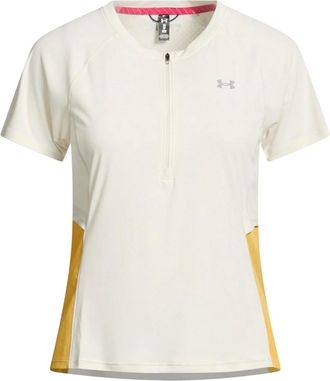 Under Armour Trailrun-shirt met halve ritssluiting voor dames (Wit/Geel)