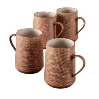 Be Home Crosshatch Mugs - Set of 4 in Rust at Nordstrom