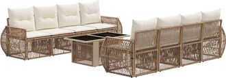 vidaXL Conjunto De Sof&aacute;s De Jard&iacute;n 9 Uds. Beige Y Blanco Crema Vidaxl