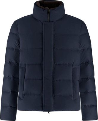 Herno Quilted Bomber Jacket With Faux Fur Collar And Silver Logo