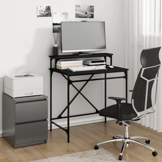 vidaXL Vidaxl - Escritorio De Hierro Y Madera Contrachapada Negro 80x50x90 Cm