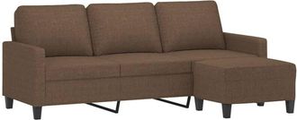 vidaXL Vidaxl - Sof&aacute; De 3 Plazas Con Taburete De Tela Marr&oacute;n 180 Cm