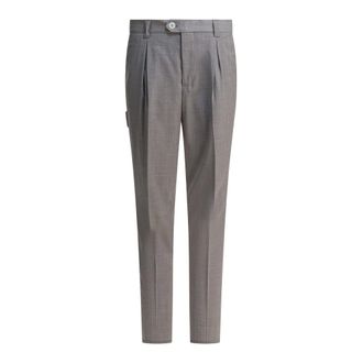 Brunello Cucinelli Brunello Cucinelli, Suit Trousers, male, Gray, Size: XL Virgin Wool Dynamic Fresco Trousers with Tee Holder