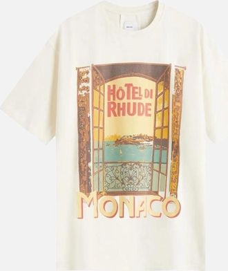 Rhude Mens Rhude Hotel di Monaco T-Shirt in Vintage White - Size: 42