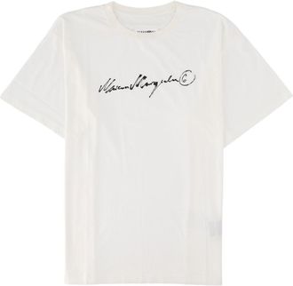 Maison Margiela White Relaxed Fit Script Cotton T-Shirt