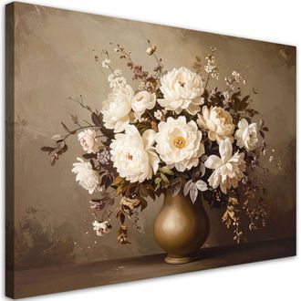 Feeby Cuadro En Lienzo, Ramo De Flores En Un Jarr&oacute;n Retro, 120x80