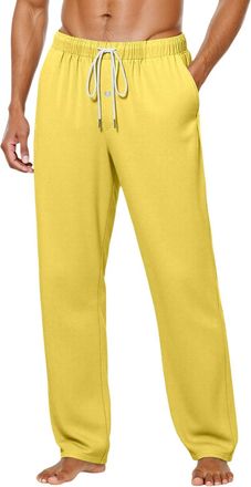 Generic Mens Pyjama Trousers Plaid Pjs Bottoms Breathable Straight Leg Soft Checked Sleep & Lounge Pants with Pockets PJ Sleepwear Nightwear Relaxed Fit