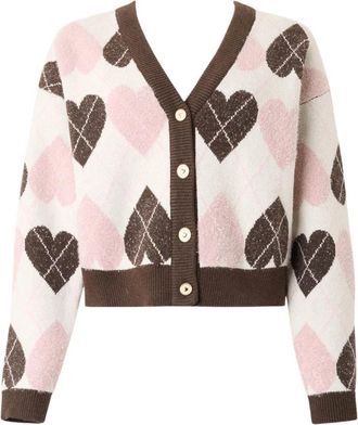 Twinset Cropped Check Vest - Dames - Vesten - Veelkleurig - M - Katoen - Truien & Vesten