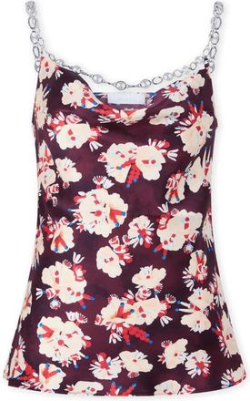 Paco Rabanne Top con stampa floreale in raso di seta - - Tops - Donna - Multicolore - S