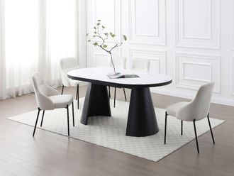 Vente-Unique 6 - 10 Seater Extendable Dining Table In MDF & Metal - White and in Black