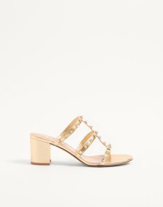 Valentino Garavani Sandalo Slide Rockstud In Nappa Laminata 60Mm Donna ANTIQUE BRASS 35.5