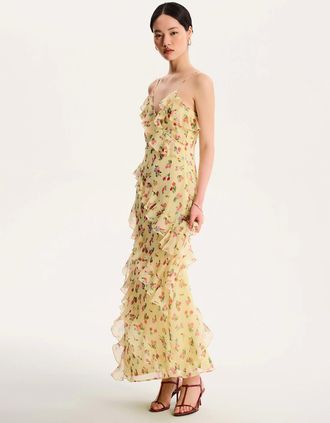 Omnes Womens Missy Dress in Floral Yellow - Size: 16