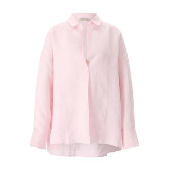 Bloomings Shirts, female, Pink, Size: S Linen Blouse