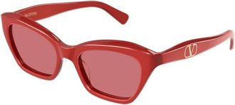 Valentino Cat-eye Zonnebril - Dames - Zonnebrillen - Rood - 52 MM - Accessoires