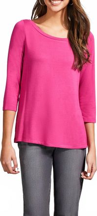 Tribal Crew Neck Top With Side Slits In Magenta