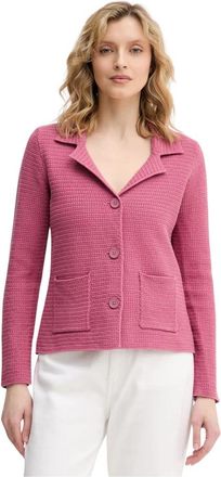 Benetton Textured Knit Cotton Blazer - Dames - Blazers - Roze - XL - Katoen - Jassen