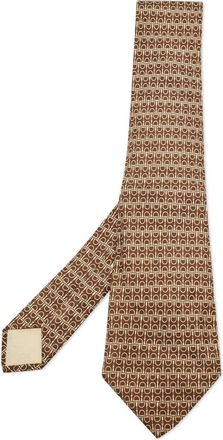 Herm&egrave;s Cravatta con stampa Horsebit - Marrone