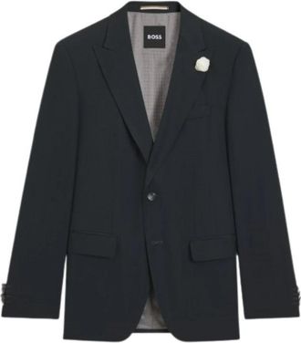 HUGO BOSS Melange Jacket - Heren - Business blazers - Groen - L - Wol - Kostuums