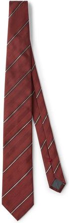 Brunello Cucinelli Striped silk necktie in Orange at Nordstrom