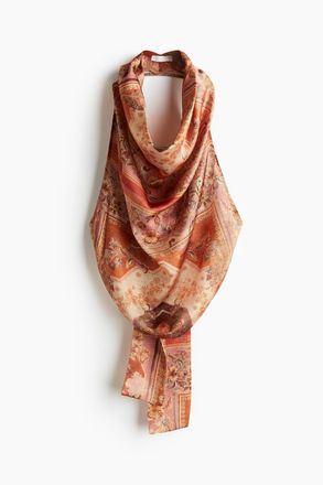 H&M Neckholder-Top - Mattrot/Gemustert