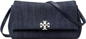 Tory Burch Charlie Denim Wallet on a Strap in Midnight at Nordstrom