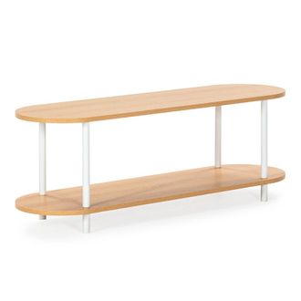 HOMN Mueble tv 2 estantes efecto Roble/Blanco