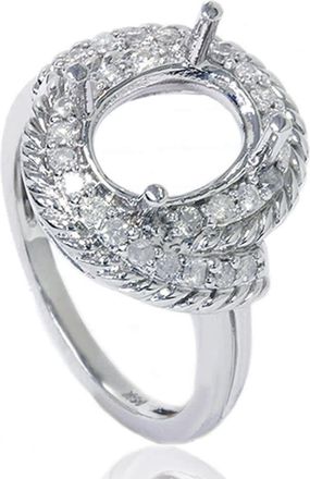 Pompeii3 3/8ct Vintage Braided Oval Ring Setting 14K White Gold Size Selectable