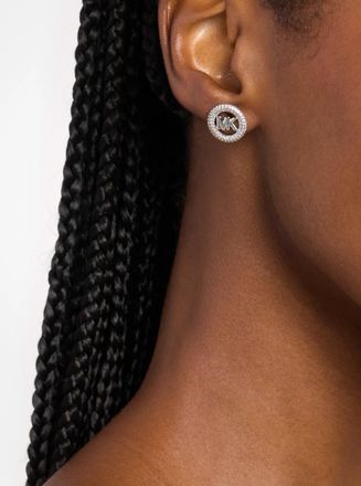 Michael Kors Small Pav&eacute; Logo Charm Two-Tone Stud Earrings