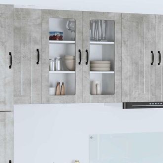 vidaXL vidaXL Mobile da cucina con lo scaffale Grigio cemento 80 x 31 x 80 cm