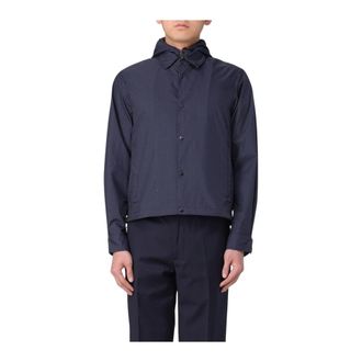 Emporio Armani Hooded Button Front Jacket - Heren - Zomerjassen - Blauw - XL - Jassen