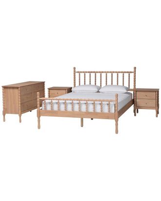 Baxton Studio Laurent Bamboo-Style 4Pc Queen Bedroom Set