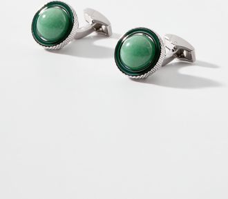 Tateossian Mens Gyrate aventurine swivelling cuff links