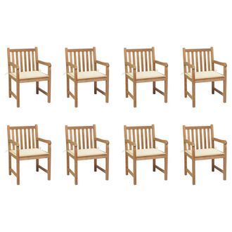 vidaXL Sillas De Jard&iacute;n 8 Uds Madera Maciza De Teca Cojines Crema Vidaxl