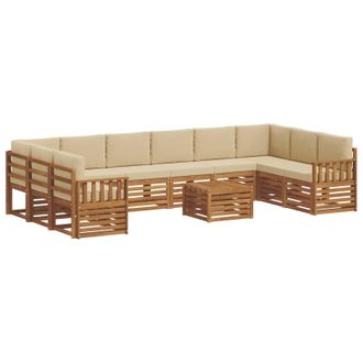 vidaXL Conjunto De Sof&aacute;s De Exterior Con Coj&iacute;n 11 Pcs Natural Y Beige Vidaxl